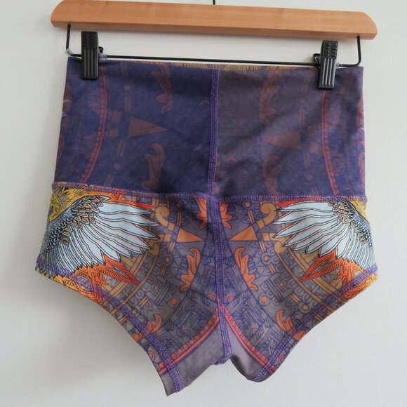 LIQUID DREAMS Mayan Aztec Boho Rave Hippie Festival Hot Pants Yoga Shorts Sz S - Picture 10 of 14